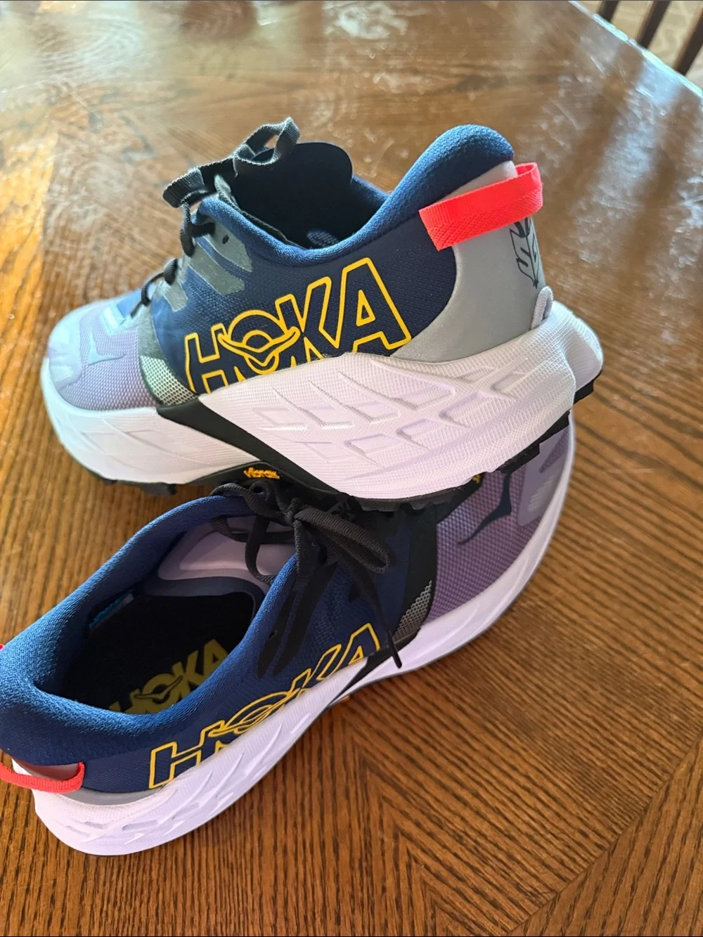 Hoka Navy Purple Yellow Accent Athletic Running Shoes